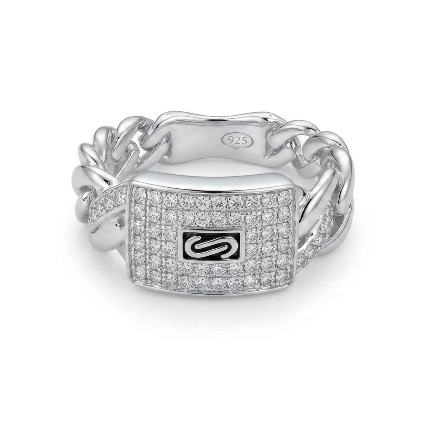 Anillo Inspirado Mónaco C Circonias Pave Horizontal Plata .925 Con Baño De Rodio