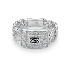 Anillo Inspirado Mónaco C Circonias Pave Horizontal Plata .925 Con Baño De Rodio
