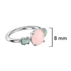 Anillo Osos 1:1 Cuarzo Rosa Facetado y Amazonita Plata .925 con Baño de Rodio