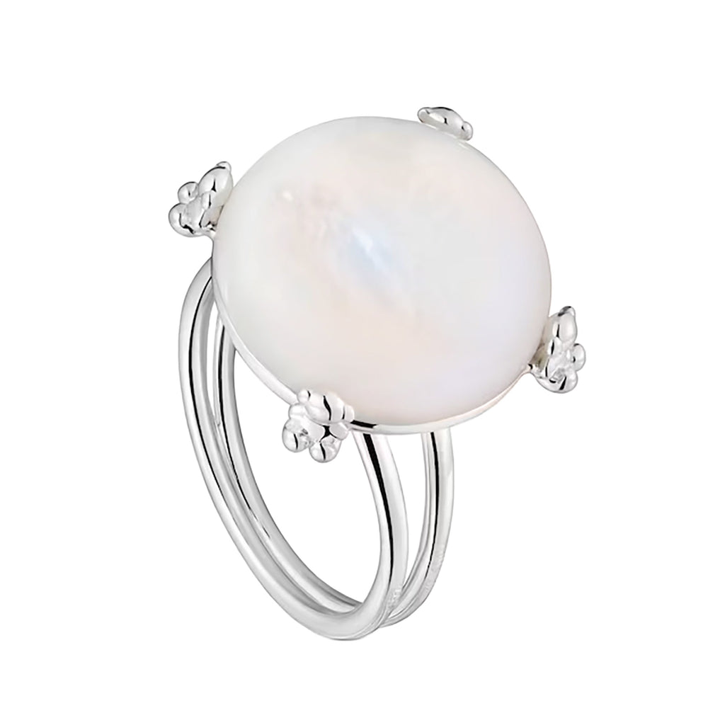 Anillo Osos 1:1 Perla Plata .925 con Baño de Rodio