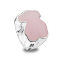 Anillo Osos 1:1 Oso Grande Cuarzo Rosa Plata .925 con Baño de Rodio