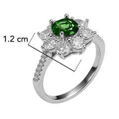 Anillo Flor Con Circonias Rosa Plata .925 Con Baño De Rodio