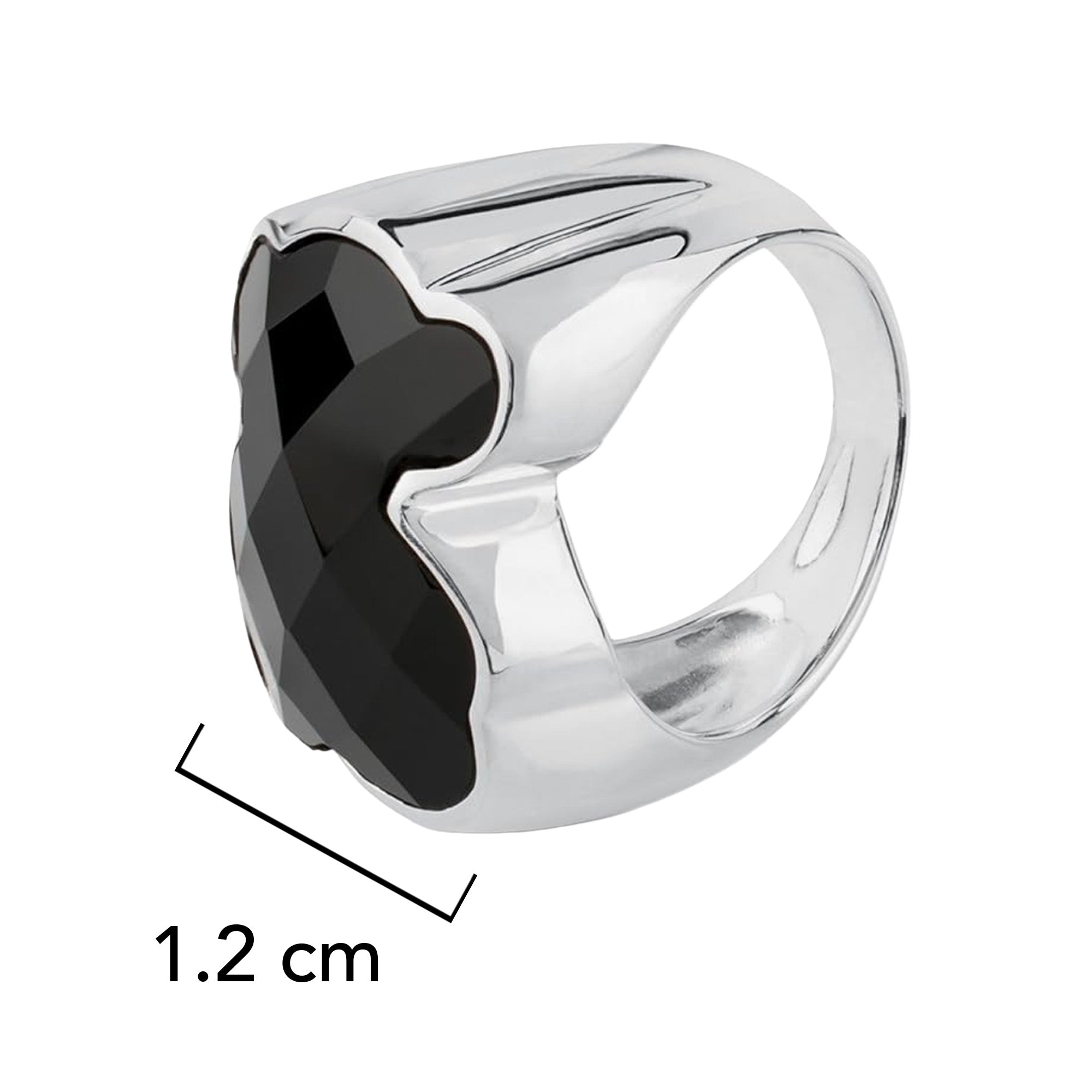 Anillo Osos 1:1 Oso Grande Ónix Facetado Plata .925 con Baño de Rodio