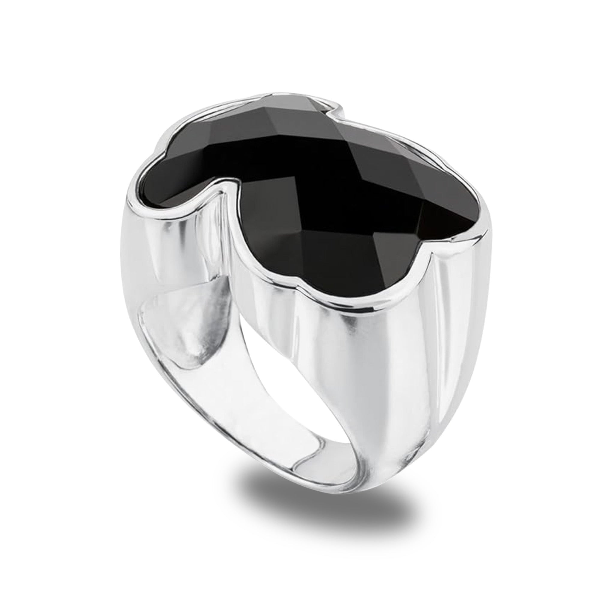 Anillo Osos 1:1 Oso Grande Ónix Facetado Plata .925 con Baño de Rodio