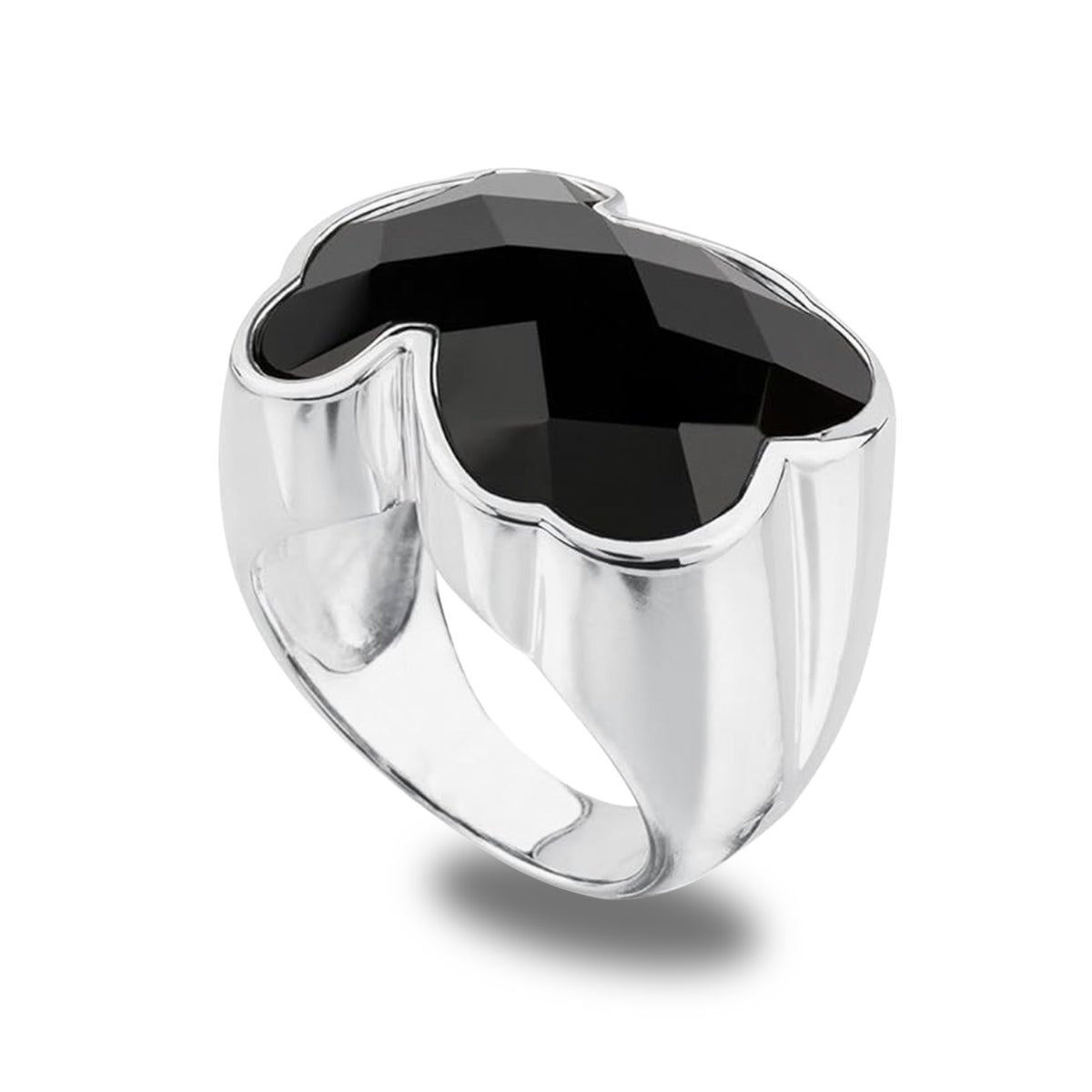 Anillo Osos 1:1 Oso Grande Ónix Facetado Plata .925 Con Baño De Rodio