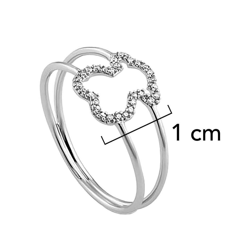 Anillo Osos 1:1 Silueta de Oso con Circonias Plata .925 con Baño de Rodio