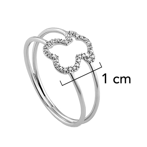 Anillo Osos 1:1 Silueta de Oso con Circonias Plata .925 con Baño de Rodio