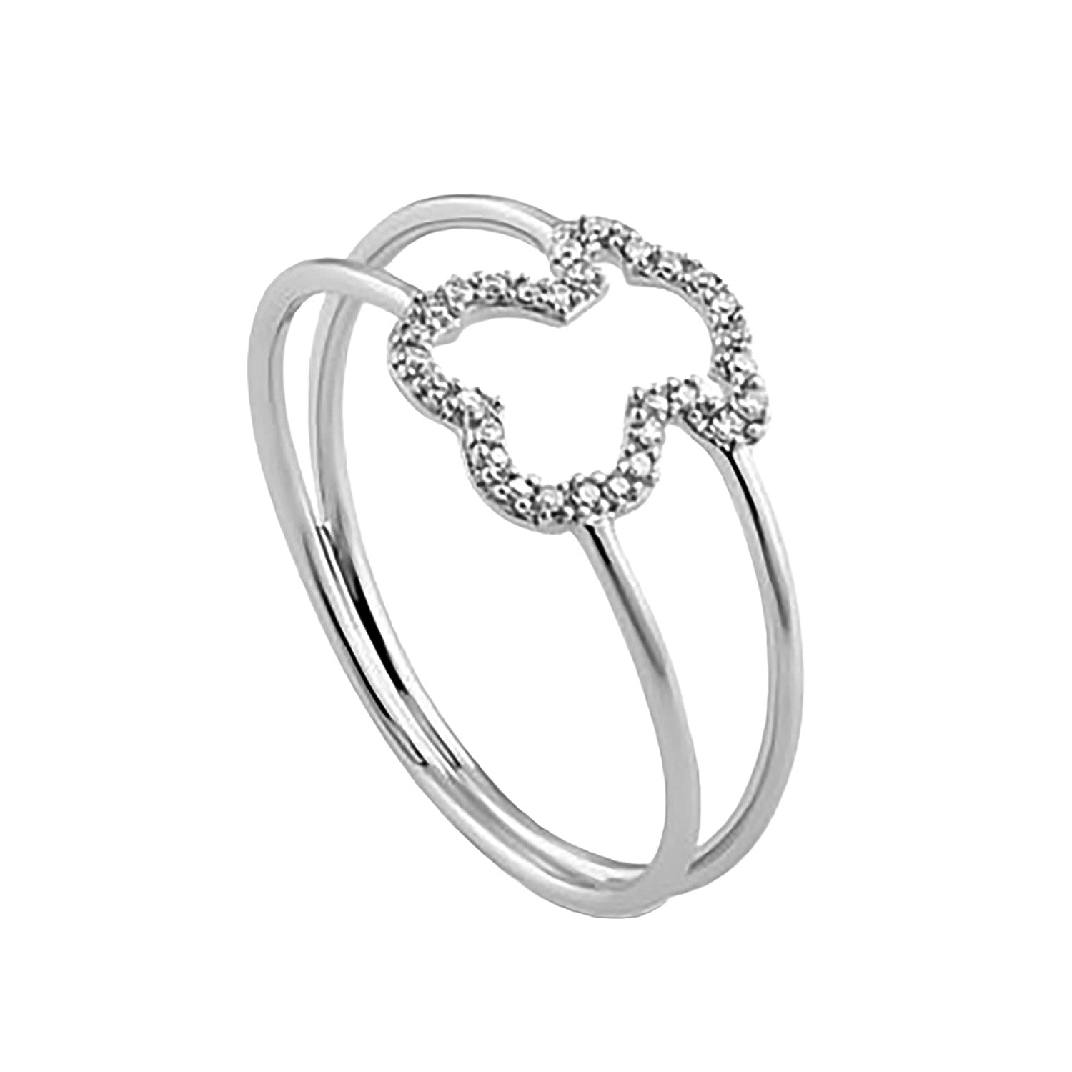 Anillo Osos 1:1 Silueta de Oso con Circonias Plata .925 con Baño de Rodio