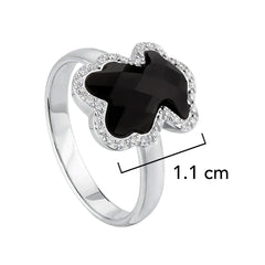 Anillo Osos 1:1 Oso Ónix Facetado Con Circonias Plata .925 Con Baño De Rodio