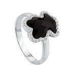 Anillo Osos 1:1 Oso Ónix Facetado con Circonias Plata .925 con Baño de Rodio