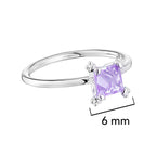 Anillo Osos 1:1 Circonia Cuadrada Morada Plata .925 con Baño de Rodio