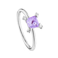 Anillo Osos 1:1 Circonia Cuadrada Morada Plata .925 con Baño de Rodio