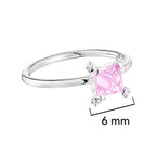 Anillo Osos 1:1 Circonia Cuadrada Rosa Plata .925 con Baño de Rodio