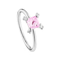 Anillo Osos 1:1 Circonia Cuadrada Rosa Plata .925 con Baño de Rodio