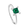Anillo Osos 1:1 Circonia Cuadrada Verde Plata .925 con Baño de Rodio