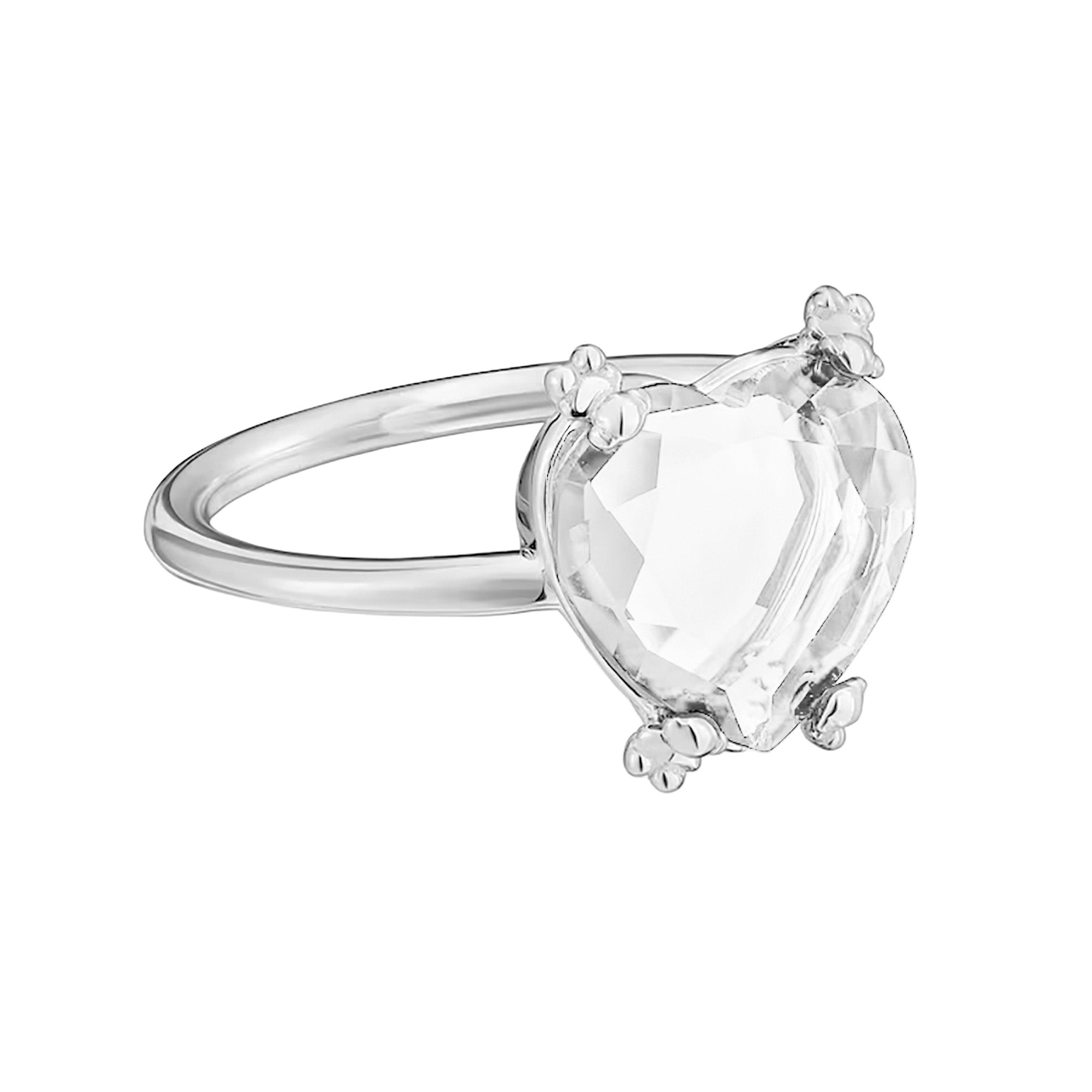 Anillo Osos 1:1 Corazón de Circonia Blanca Plata .925 con Baño de Rodio