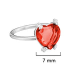 Anillo Osos 1:1 Corazón de Circonia Rojo Plata .925 con Baño de Rodio