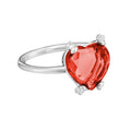 Anillo Osos 1:1 Corazón de Circonia Rojo Plata .925 con Baño de Rodio