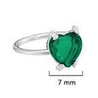 Anillo Osos 1:1 Corazón de Circonia Verde Plata .925 con Baño de Rodio