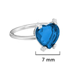 Anillo Osos 1:1 Corazón de Circonia Azul Plata .925 con Baño de Rodio