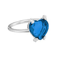 Anillo Osos 1:1 Corazón de Circonia Azul Plata .925 con Baño de Rodio