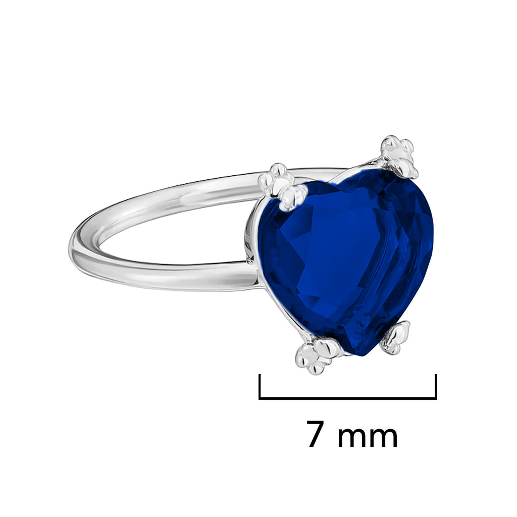 Anillo Osos 1:1 Corazón de Circonia Azul Marino Plata .925 con Baño de Rodio