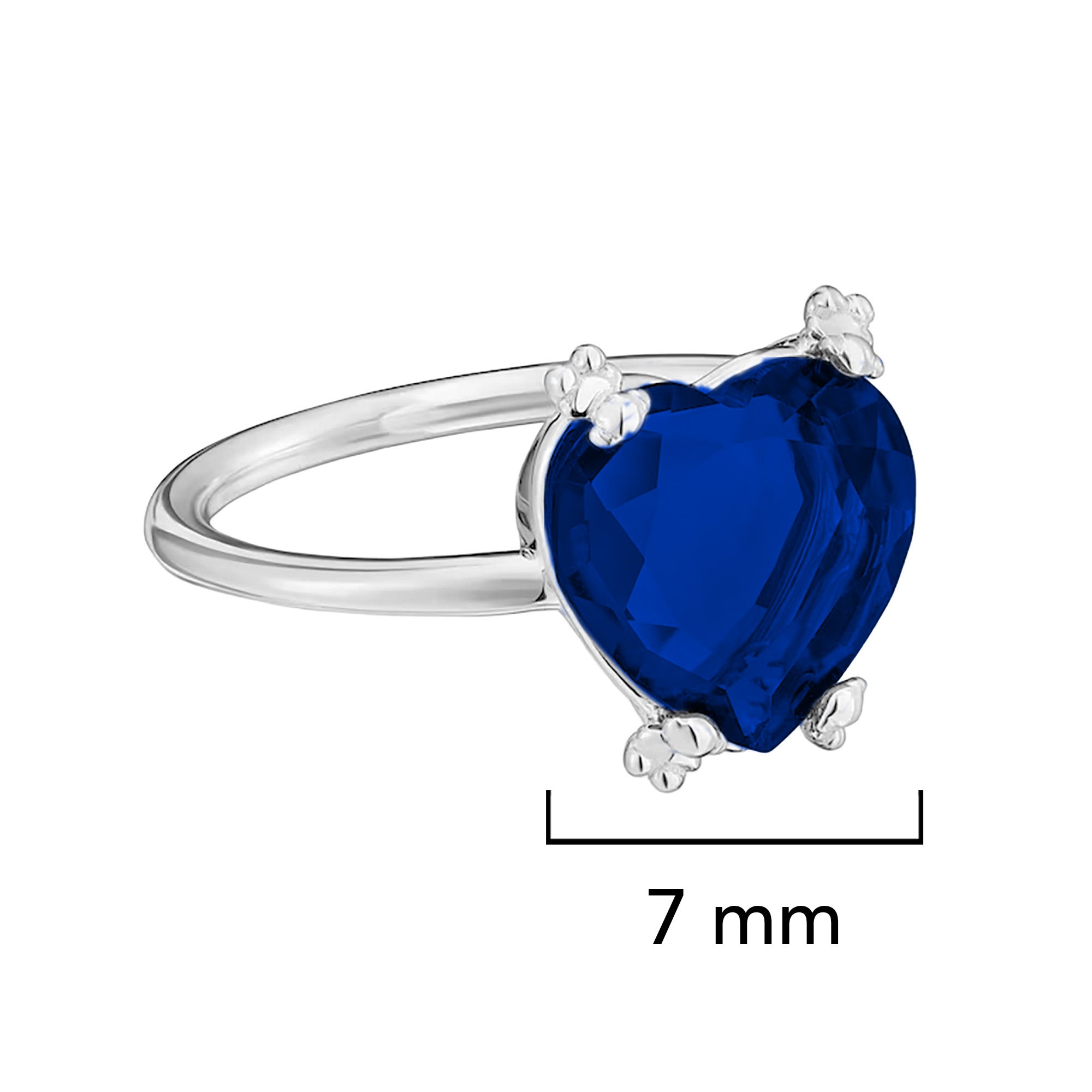 Anillo Osos 1:1 Corazón de Circonia Azul Marino Plata .925 con Baño de Rodio