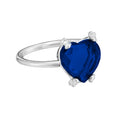 Anillo Osos 1:1 Corazón de Circonia Azul Marino Plata .925 con Baño de Rodio