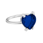 Anillo Osos 1:1 Corazón de Circonia Azul Marino Plata .925 con Baño de Rodio