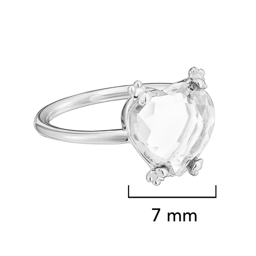Anillo Osos 1:1 Corazón de Circonia Blanca Plata .925 con Baño de Rodio