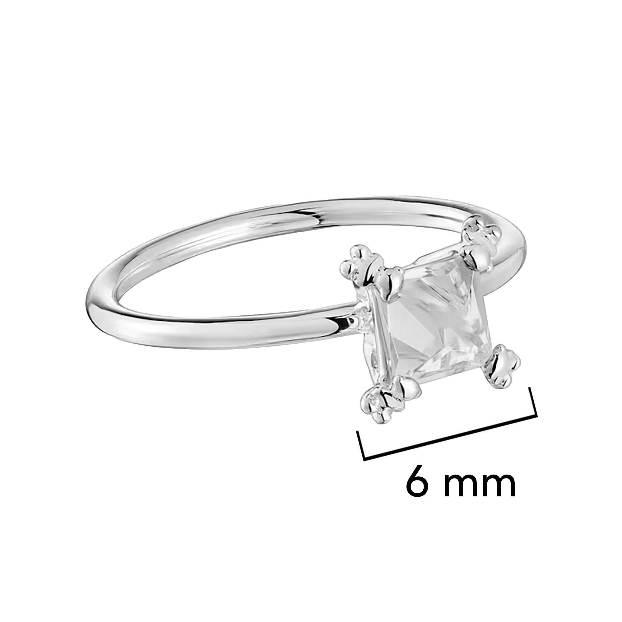 Anillo Osos 1:1 Circonia Blanca Plata .925 con Baño de Rodio