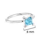 Anillo Osos 1:1 Circonia Azul Celeste Plata .925 con Baño de Rodio
