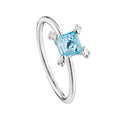 Anillo Osos 1:1 Circonia Azul Celeste Plata .925 con Baño de Rodio