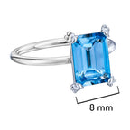Anillo Osos 1:1 Circonia Grande Azul Plata .925 con Baño de Rodio