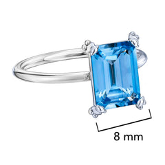 Anillo Osos 1:1 Circonia Grande Azul Plata .925 con Rodio