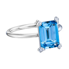Anillo Osos 1:1 Circonia Grande Azul Plata .925 con Rodio