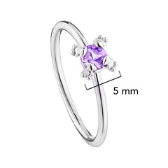 Anillo Osos 1:1 Circonia Chica Morada Plata .925 con Baño de Rodio