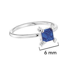Anillo Osos 1:1 Circonia Cuadrada Azul Marino Plata .925 con Baño de Rodio