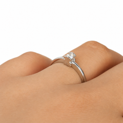 Anillo Osos 1:1 Solitario Con Circonia Incrustada Entre Dos Osos Plata .925 Con Baño De Rodio