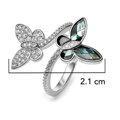 Anillo Encontrado Mariposa Con Micro Circonias Y Ópalo Plata .925