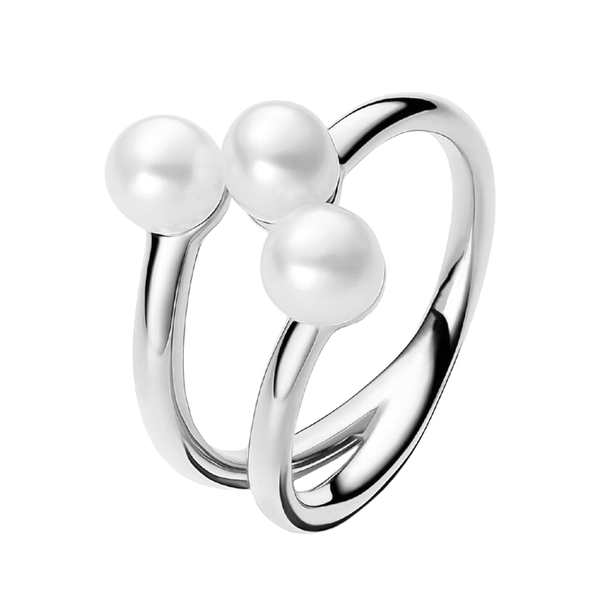 Anillo Inspirado Pan 1:1 3 Perlas Naturales Plata .925