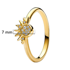 Anillo Inspirado Pan 1:1 Sol y Luna con Micro Circonias Plata .925