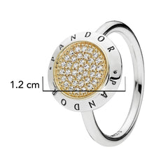 Anillo Inspirado Pan 1:1 Redondo Amarillo con Micro Circonias Plata .925