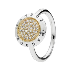 Anillo Inspirado Pan 1:1 Redondo Amarillo con Micro Circonias Plata .925