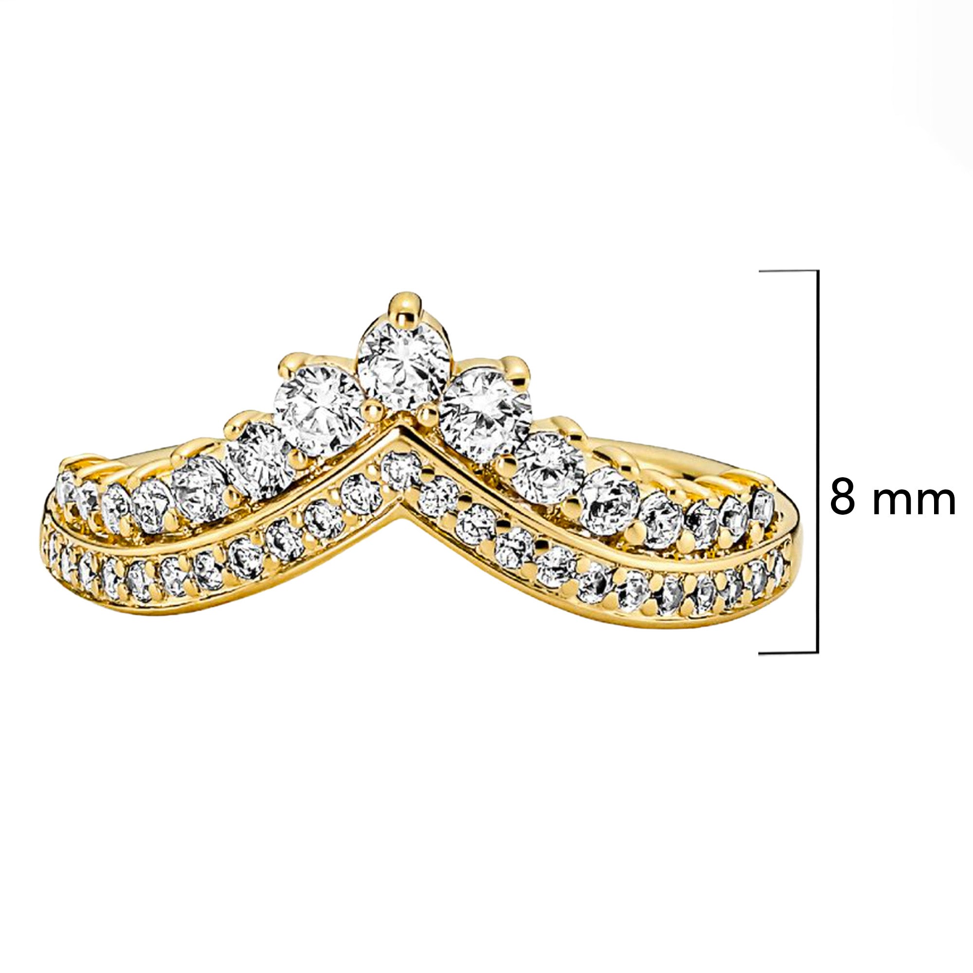 Anillo Inspirado Pan 1:1 Dorado Tiara de los Deseos Plata .925