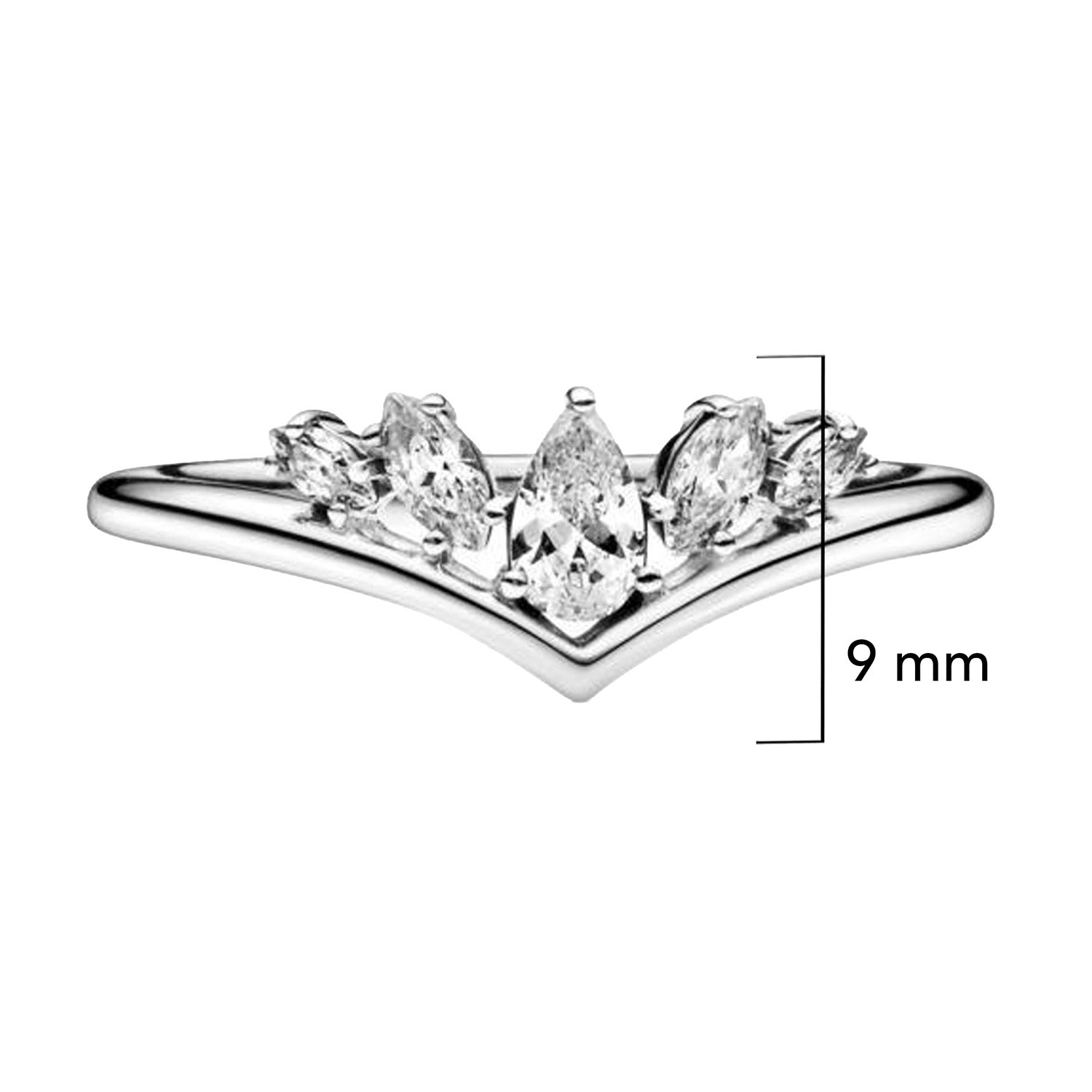 Anillo Inspirado Pan 1:1 Tiara con Circonias Plata .925