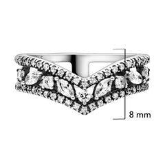 Anillo Inspirado Pan 1:1 Doble Linea de Micro Circonias Plata .925