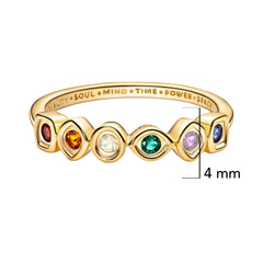 Anillo Inspirado Pan 1:1 Dorado con Multicirconias Plata .925 (AVENGERS GEMAS DEL INFINITO)