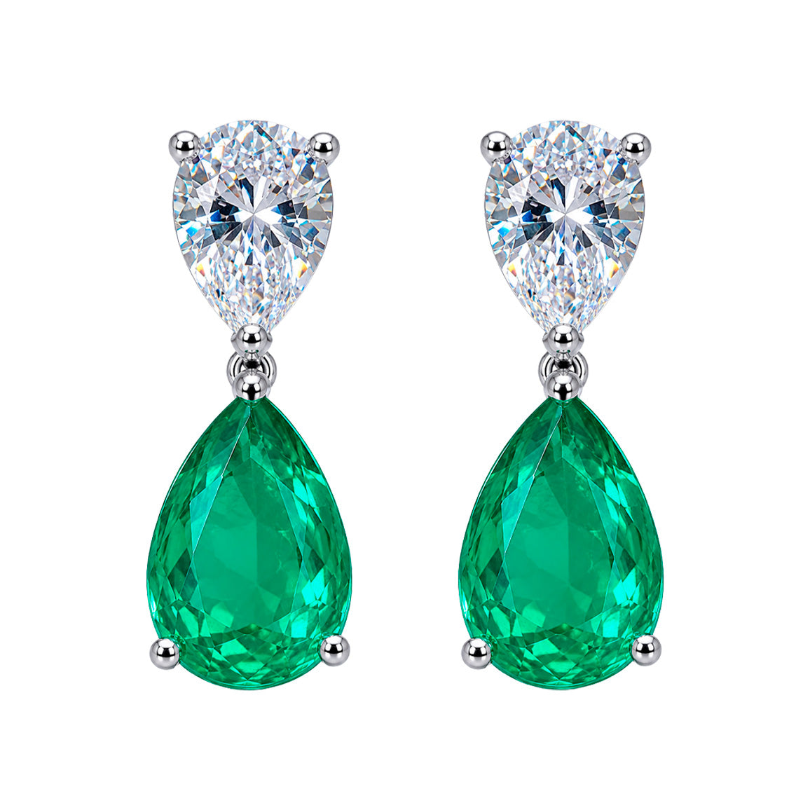Aretes Turmalina Paraiba Gota Chica con Circonia, Plata .925 con Rodio