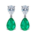 Aretes Turmalina Gota y Circonia Gota Blanca, Medida 2.7 cm, Plata .925 con Baño de Rodio